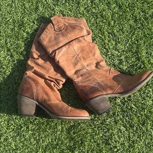 Aldo Brown Slouchy Heeled Boots